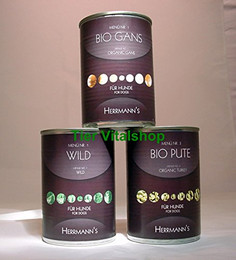 Produktbild von Herrmanns Bio Nassfutter für Hunde Huhn mit Hirse - 12 x 400 g