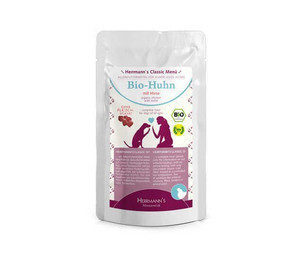 Produktbild von Herrmanns Bio Nassfutter für Hunde Huhn mit Hirse - 10 x 130 g