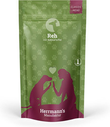 Produktbild von Herrmanns Bio Nassfutter für Hunde Reh mit Süßkartoffeln - 10 x 130 g