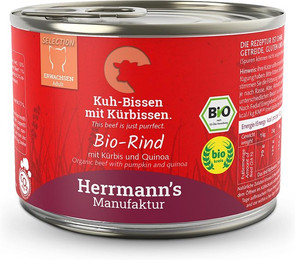 Produktbild von Herrmanns Bio Nassfutter Katze Rind mit Kürbis und Quinoa - 12 x 200 g