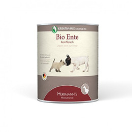 Produktbild von Herrmanns Bio Reinfleisch Ente Nassfutter für Hunde und Katzen - 6 x 800 g