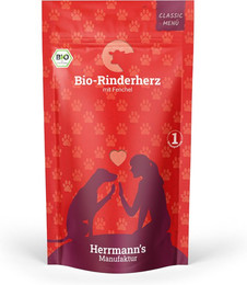 Produktbild von Herrmanns Bio Rinderherz mit Fenchel Nassfutter für Hunde - 12 x 130 g