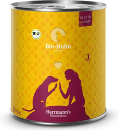 Produktbild von Herrmanns Classic Bio-Huhn mit Reis Nassfutter für Hunde - 6 x 800 g