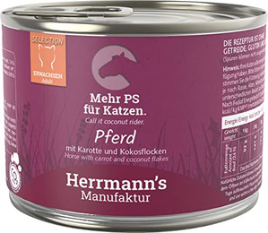 Produktbild von Herrmanns Katzenfutter Pferd mit Karotte und Kokosflocken - 12 x 200 g