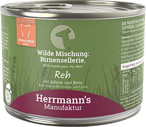 Produktbild von Herrmanns Katzenfutter Reh mit Sellerie und Birne - 12 x 200 g