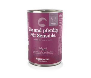 Produktbild von Herrmanns Sensible BIO Hunde Nassfutter Pferd mit Süßkartoffel und Zucchini - 6 x 800 g