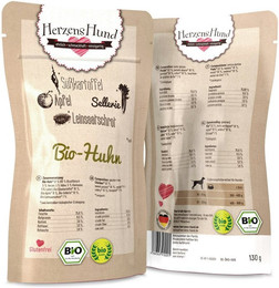 Produktbild von Herzenshund 130 Gramm Hundenassfutter 15 x 130 Gramm Bio Huhn mit Süßkartoffel