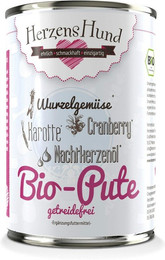 Produktbild von Herzenshund 400 Gramm Hundenassfutter 12 x 400 Gramm Bio Pute mit Bio Karotte getreidefrei