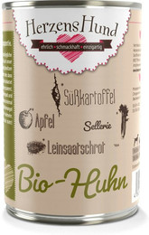 Produktbild von Herzenshund 400 Gramm Hundenassfutter Sparpaket 24 x 400 Gramm Bio Huhn mit Süßkartoffel