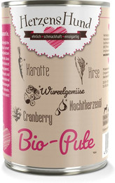 Produktbild von Herzenshund 400 Gramm Hundenassfutter Sparpaket 24 x 400 Gramm Pute mit Hirse