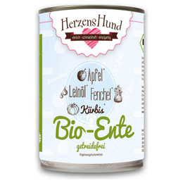 Produktbild von HerzensHund Bio-Ente Hundefutter mit Bio-Gemüse - 12 x 400 g