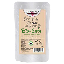 Produktbild von HerzensHund Bio-Ente Nassfutter für Hunde - 15 x 130 g