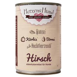 Produktbild von HerzensHund Hirsch Hundefutter mit Bio-Quinoa - 12 x 400 g