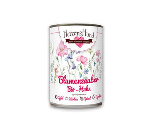 Produktbild von HerzensHund Nassfutter für Hunde BIO Huhn Blumenzauber