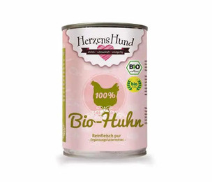Produktbild von HerzensHund Nassfutter für Hunde BIO Huhn Reinfleisch pur 400g