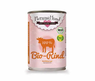 Produktbild von HerzensHund Nassfutter für Hunde BIO Rind Reinfleisch pur