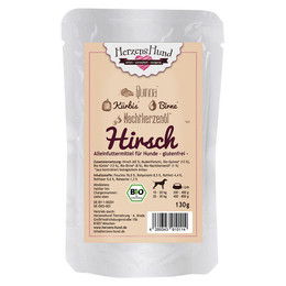 Produktbild von HerzensHund Nassfutter Hirsch mit Bio Gemüse - 15 x 130 g