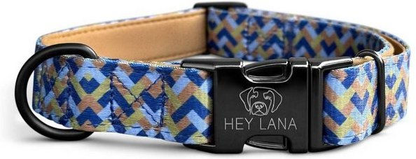 Produktbild von Hey Lana Hunde-Halsband Kunterbunt Mocca/Blau gepolstert