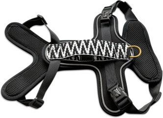 Produktbild von Hey Lana Premium Hundegeschirr Gepolstert mit Reflektoren und Haltegriff schwarz/weiß S