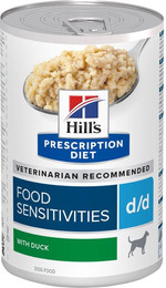 Produktbild von Hill's Prescription Diet d/d Food Sensitivities Nassfutter für Hunde mit Ente - 12 x 370 g