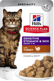 Produktbild von Hill's Science Plan Adult Cat Sensitive Stomach & Skin Truthahn - 12 x 85 g