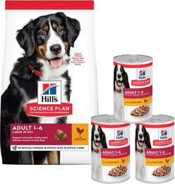 Produktbild von HILL'S Science Plan Canine Adult Large breed Chicken 18 kg Huhn für große Hunde+ 3 Dosen GRATIS