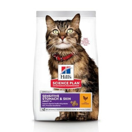 Produktbild von Hill's Science Plan Cat Adult Sensitive Stomach & Skin Huhn Trockenfutter - 2 x 7 kg