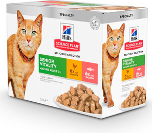 Produktbild von Hill's Science Plan Mature Adult 7+ Senior Vitality Huhn & Lachs - 24 x 85 g