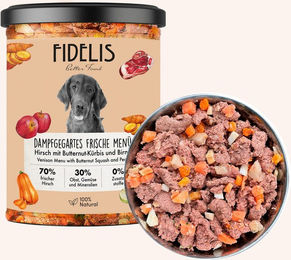 Produktbild von Hirsch mit Butternut-Kürbis, Birne und Topinambur (im Glas)