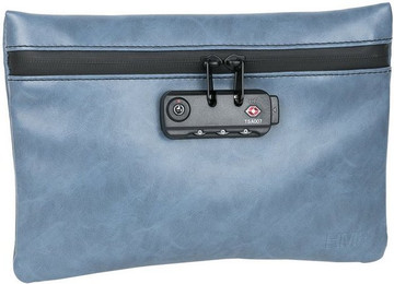 Produktbild von HMF Leckerlibeutel Geruchsdichte Tabaktasche mit TSA Zahlenschloss Größe M Kunstleder Blau