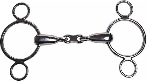 Produktbild von Holländisches Gebiss mit 2 Ringen und französischen Gliedern aus rostfreiem Stahl