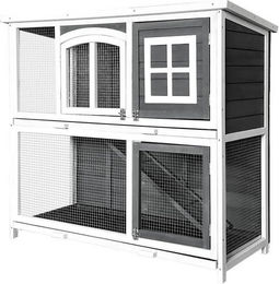 HOME DELUXE Kleintierstall Kaninchenstall aus Holz MINO - 122 x 50 x 108 cm -, wetterbeständig, Doppelstockhaus, Kaninchenstall für draußen – Bild 1 von 5