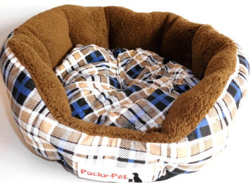 Produktbild von Home4Living Hundekorb Hundebett blau-kariert 75x75x16 cm