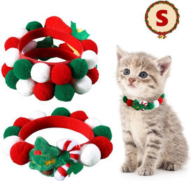 Produktbild von HOMEBASICS Weihnachten Katze Halsband Hundehalsband Plüschtier Weiches Haustierhalsband Stoffball Klein Mittelgroßer Hund Katze Haustierbedarf Weihnachten (S, Baum)