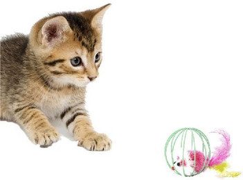 Produktbild von HomeBella Tier-Beschäftigungsspielzeug Katzenspielzeug Maus mit Feder und Glocken Kauspielzeug - K-04, für Katzen Kitten Haustier zum Spielen Beißen Kauen