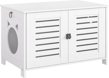 Produktbild von Hoobro Katzentoilette Schrank mit Doppeltüren, Katzenhaus & Katzenmöbel, 60×45×50 cm, Weiß