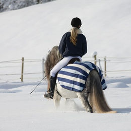 Produktbild von Horseware Rambo Newmarket Competition Fleece - blau/weiß gestreift