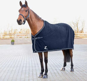 Horze Fleece Turnier Abschwitzdecke Pferdedecke Blau 125 - 125 cm – Bild 1 von 5