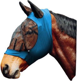 Horze Pferde Fliegenmaske mit Ohren Stretch Fliegenhaube Blau F – Bild 1 von 3