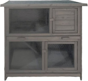 Produktbild von HTI-Living Kleintierstall Hasenstall aus Holz in Grau mit aufklappbarem Dach