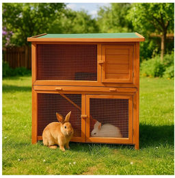 Produktbild von HTI-Living Kleintierstall Kleintierstall aus Holz in Braun, ideal für Kaninchen