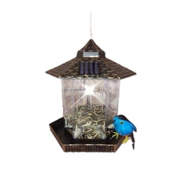 Produktbild von HTI-Living Vogelfutterhaus Nessa Metallic Gold mit Solarpanel