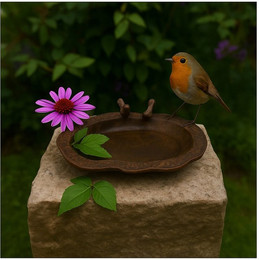 Produktbild von HTI-Living Vogeltränke Dekorative Vogeltränke aus Metall braun, Vogelbad Futterstelle