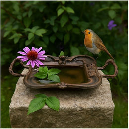 Produktbild von HTI-Living Vogeltränke Rustikale Vogeltränke aus Metall, Futterstelle Wasserstelle Gartenstecker Vogelbad