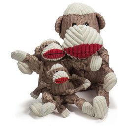 Produktbild von HuggleHounds Plüsch Cord Socke Affe Knottie Hundespielzeug