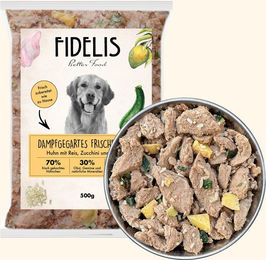 Produktbild von Huhn mit Reis, Zucchini und Mango (500g, tiefgefroren)