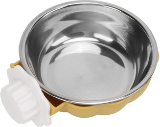 Produktbild von Hund Abnehmbarer Edelstahl Futterspender Kürbisform Hängender Hundenapf für Katzen Hunde Vögel Meerschweinchen L gelb