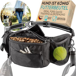 Produktbild von HUND IST KÖNIG Leckerlitasche für Hunde mit Kotbeutelspender und Handyfach