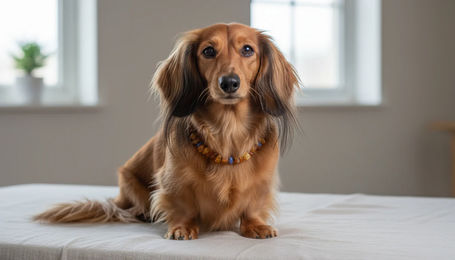 Produktbild von Hunde Bernsteinkette Blauquarz
