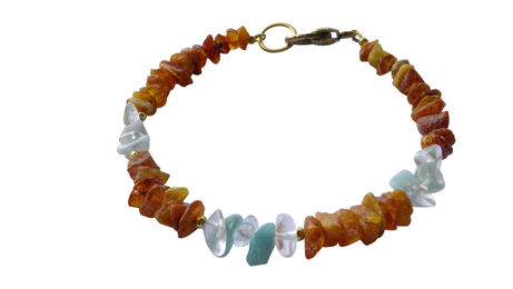 Produktbild von Hunde Bernsteinkette mit Bergkristall und Amazonit Länge 27cm